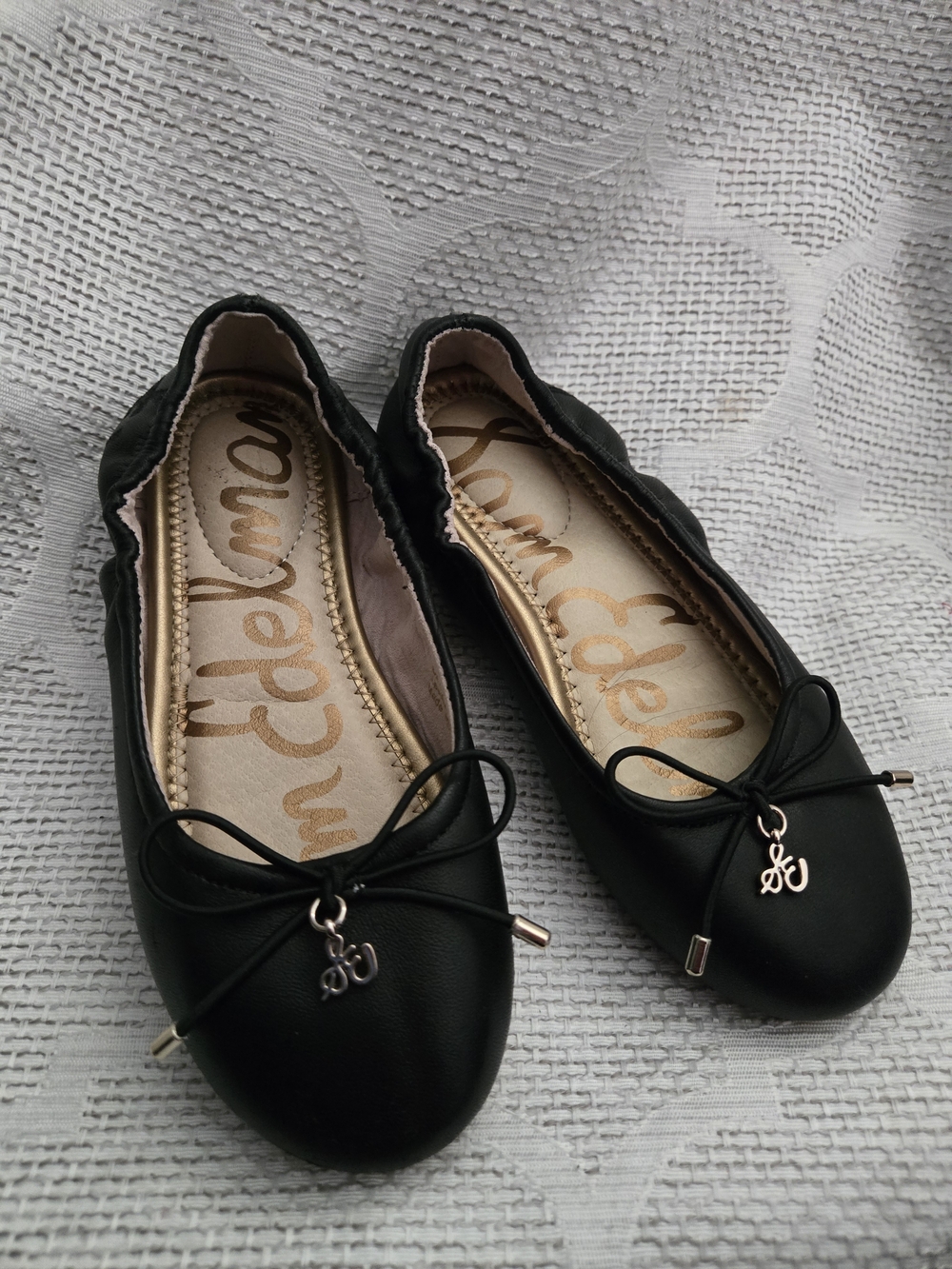 Sam Edelman Little Girls Black Leather Flats